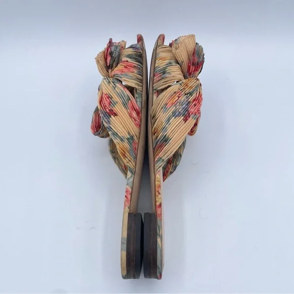 Loeffler Randall Daphne Pleated Knot Flat Sandals 9 Floral - Picture 11 of 16